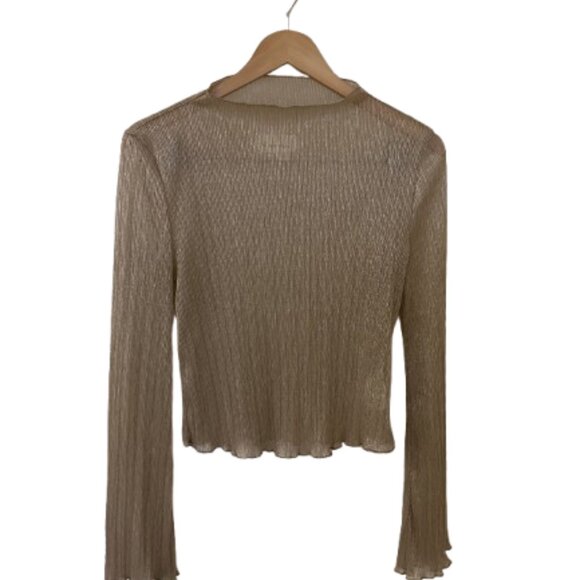 Anthropologie Long-Sleeve Metallic Top (Gold) - Picture 2 of 2